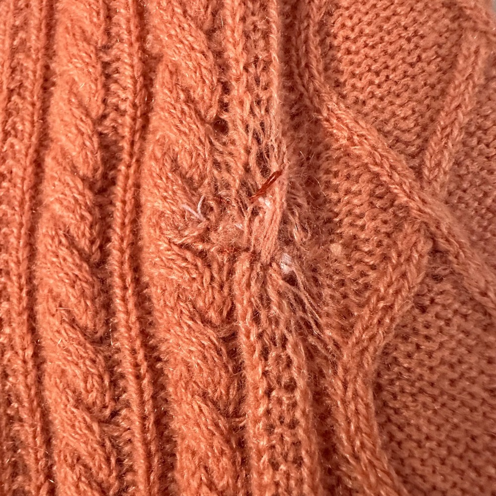 Inhabit Cashmere Blend Coral Cable Knit Sweater | Coral - Picture 11 of 11